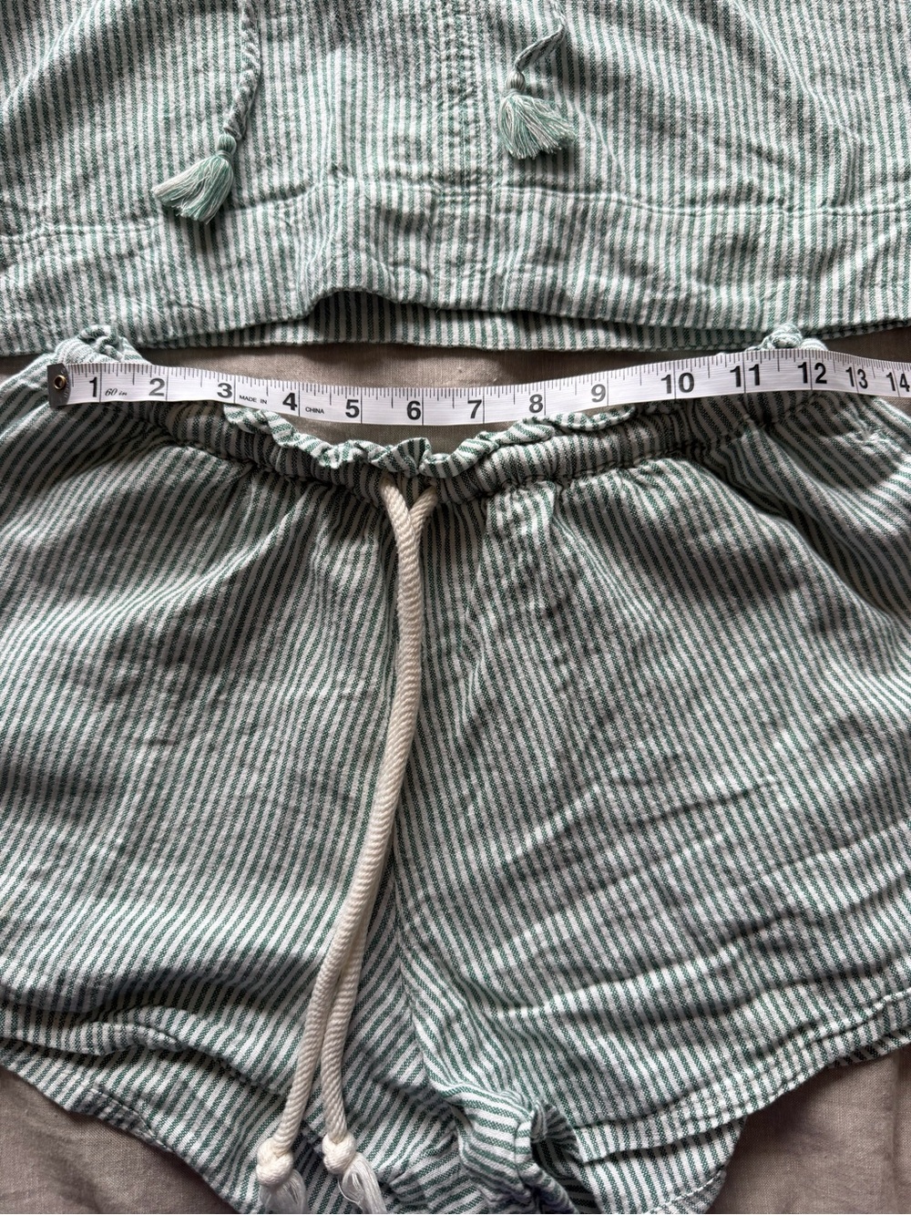 Universal Thread Sage Green Striped Lounge Top & Drawstring Shorts - Picture 2 of 8